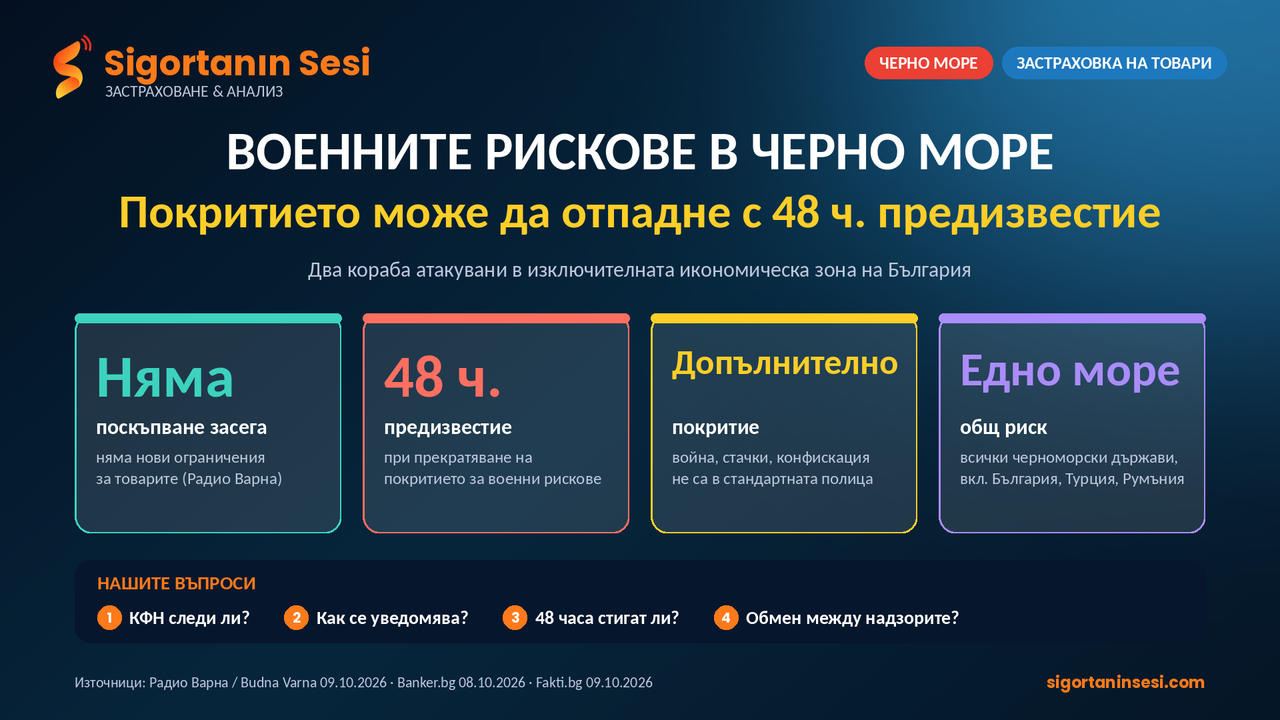 Покритието за военни рискове в Черно море може да отпадне с 48-часово предизвестие: Знае ли товародателят какво пише в полицата му?