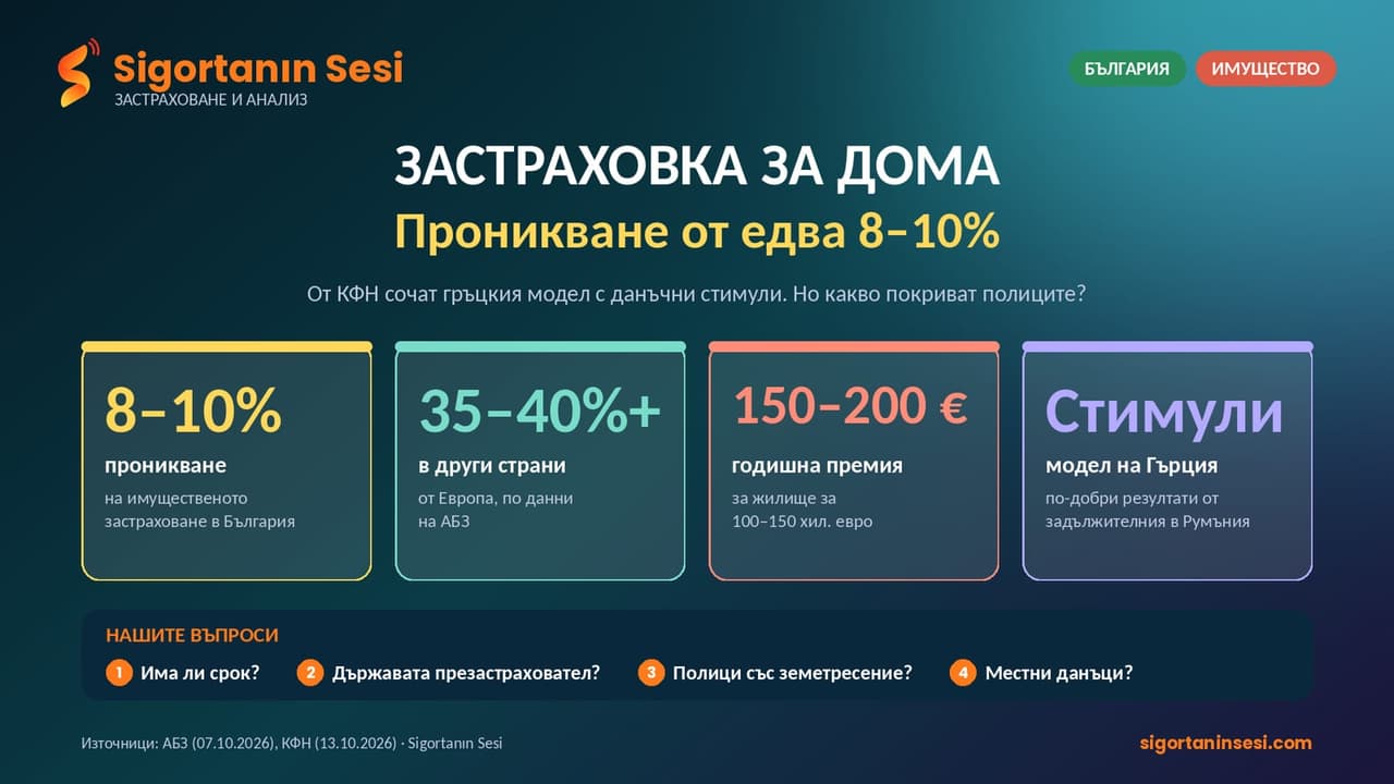Проникването на имущественото застраховане у нас е едва 8–10%: от КФН сочат данъчните стимули, но кой ще направи първата стъпка?