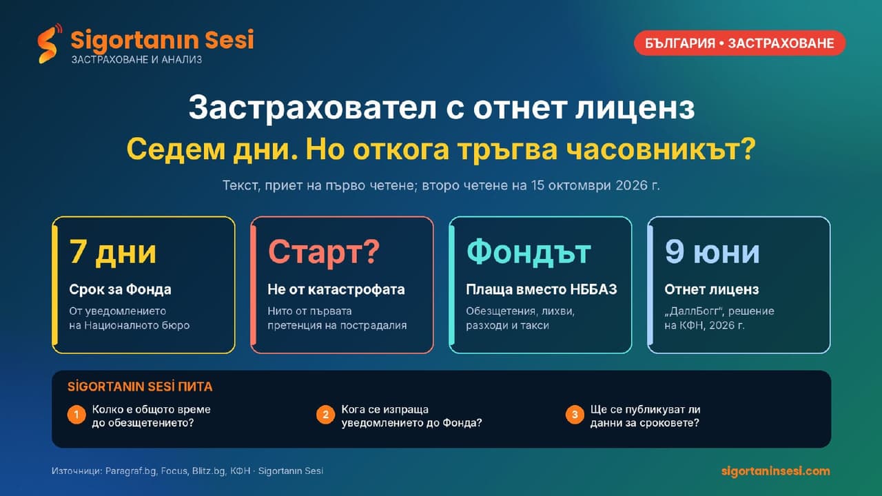 Застраховател с отнет лиценз: седем дни за Гаранционния фонд, но откога тръгва часовникът?