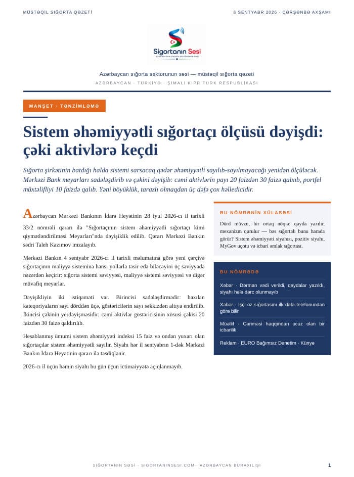 Azərbaycan · 10 Eylül 2026 kapağı