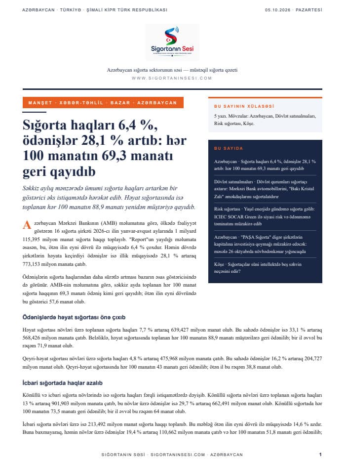 Sigortanın Sesi — Azerbaycan — 5 Ekim 2026 kapağı