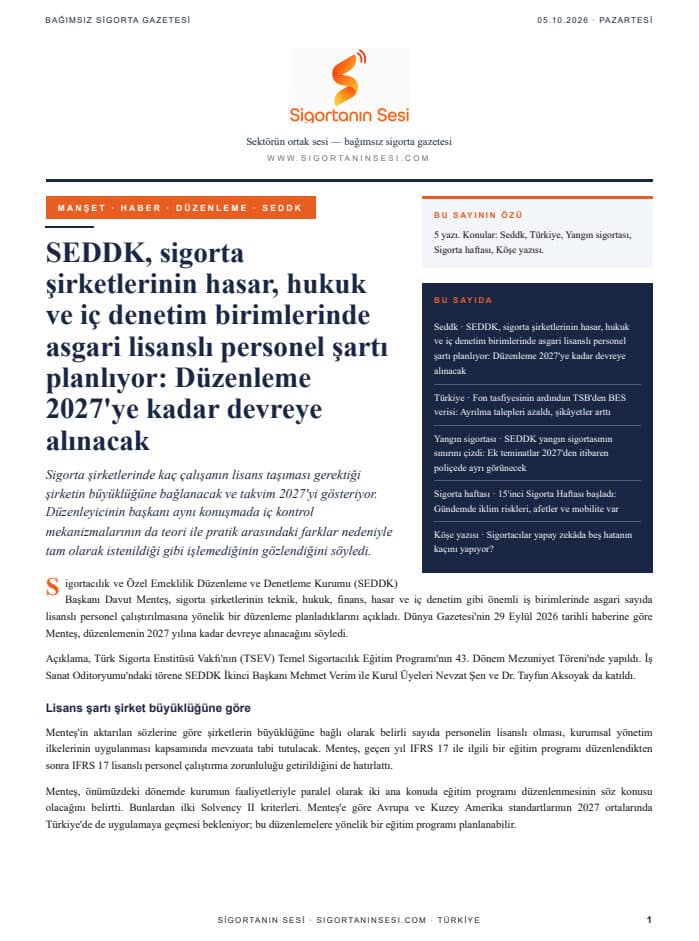 Sigortanın Sesi — Türkiye — 5 Ekim 2026 kapağı