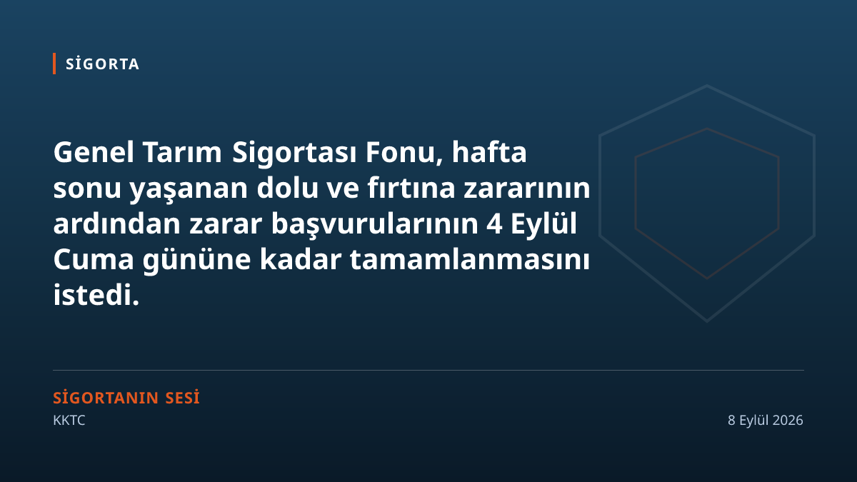 Dolu ve fırtına zararında başvuru için üç gün verildi