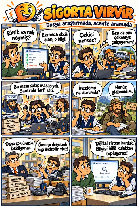 Karikatür 10: Dosya peşinde, telefon kuyruğunda