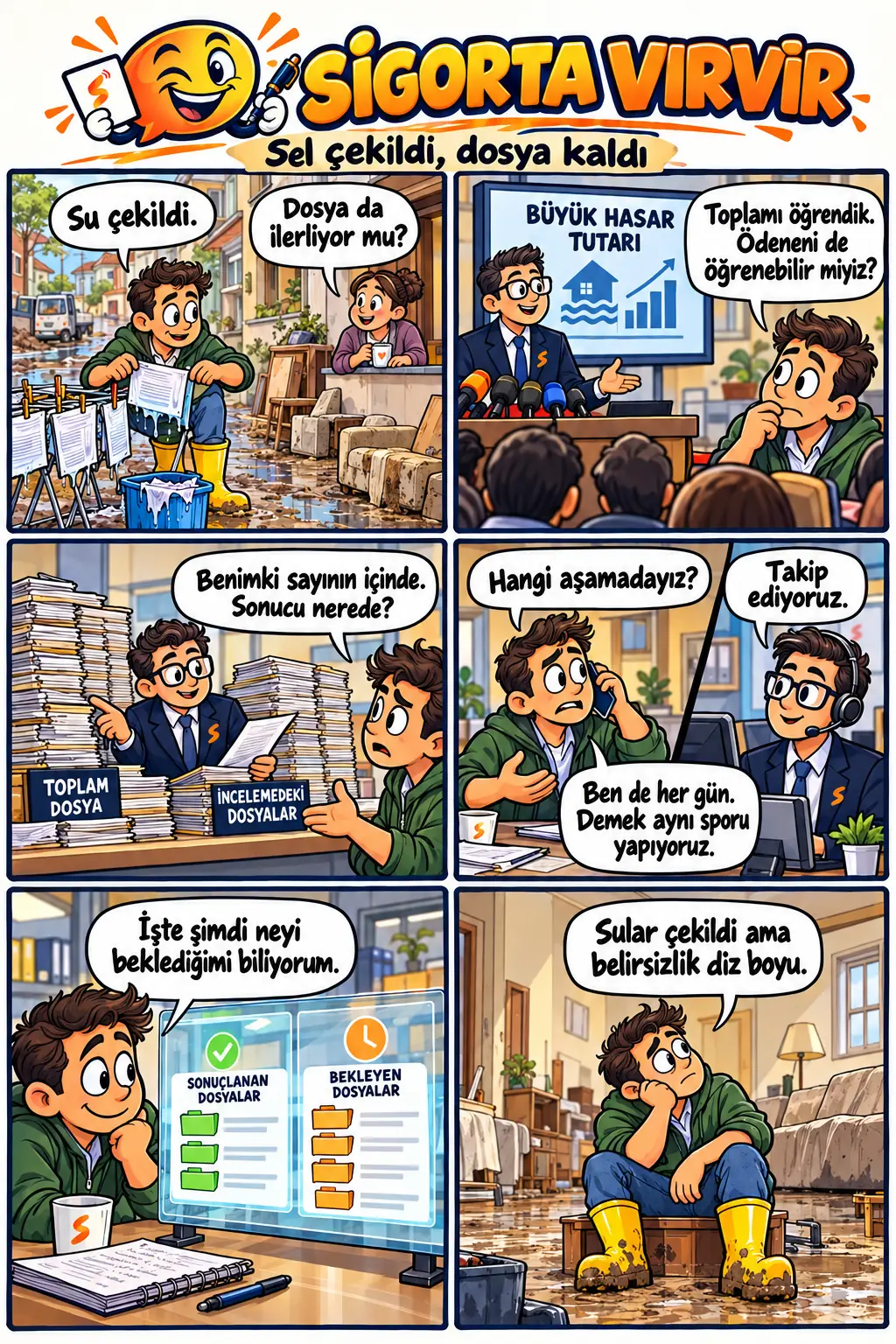Karikatür 11: Sel çekildi, dosya kaldı